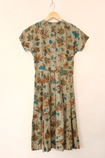 1950s Nature Guide Cotton Day Dress XS