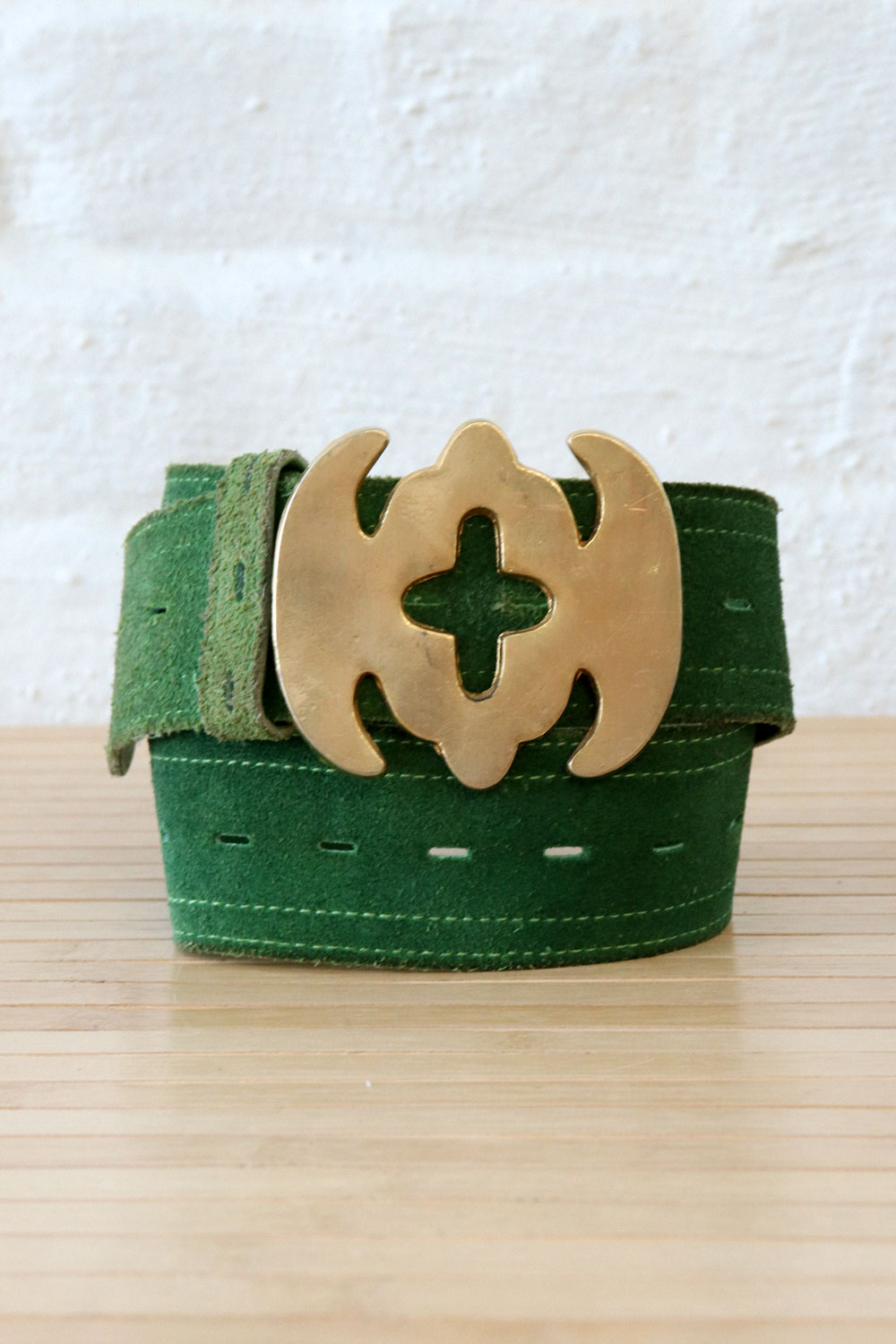 Kelly Green Suede Big Buckle Belt