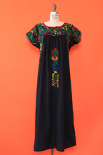 Colorful Floral Embroidered Dress L