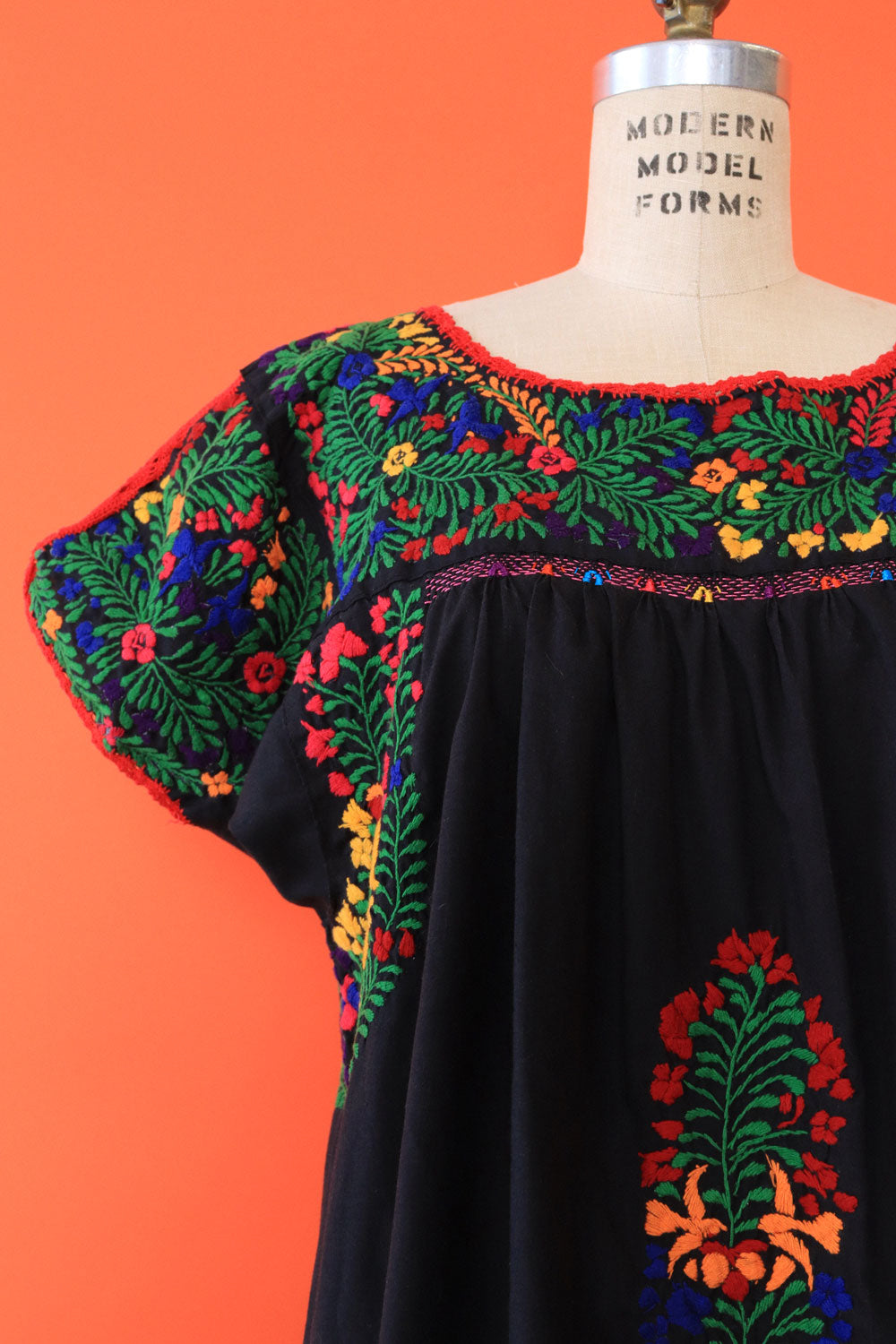 Colorful Floral Embroidered Dress L