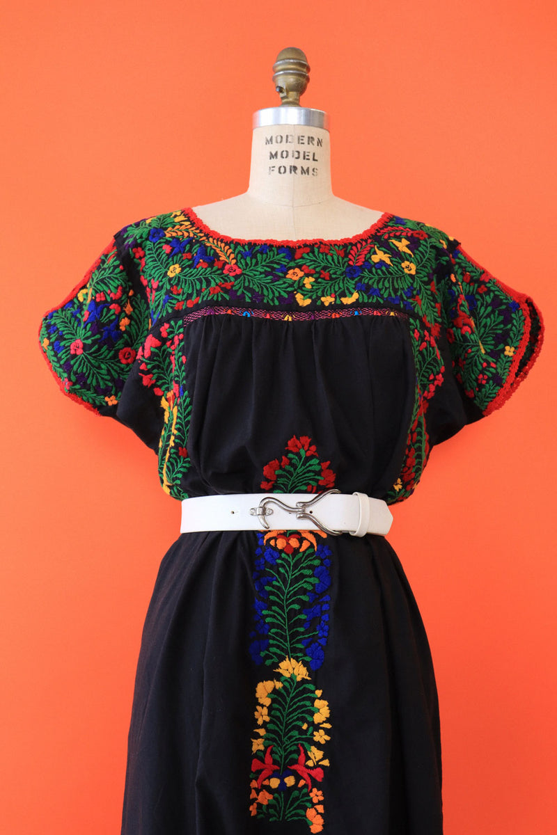 Colorful Floral Embroidered Dress L