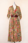 Olive Painterly Floral Tea Dress L