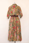 Olive Painterly Floral Tea Dress L