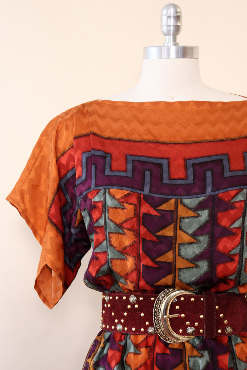 Umi Southwestern Geometric Silk Dress S/M