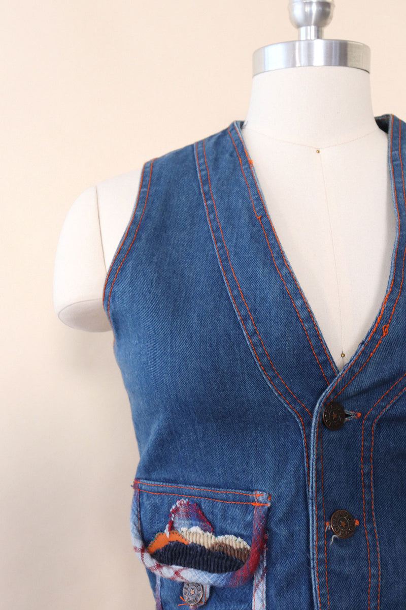 Faded Glory Cloud Pocket Denim Vest S