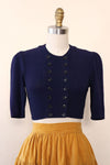 1930s Nautical Navy Crop Top XS