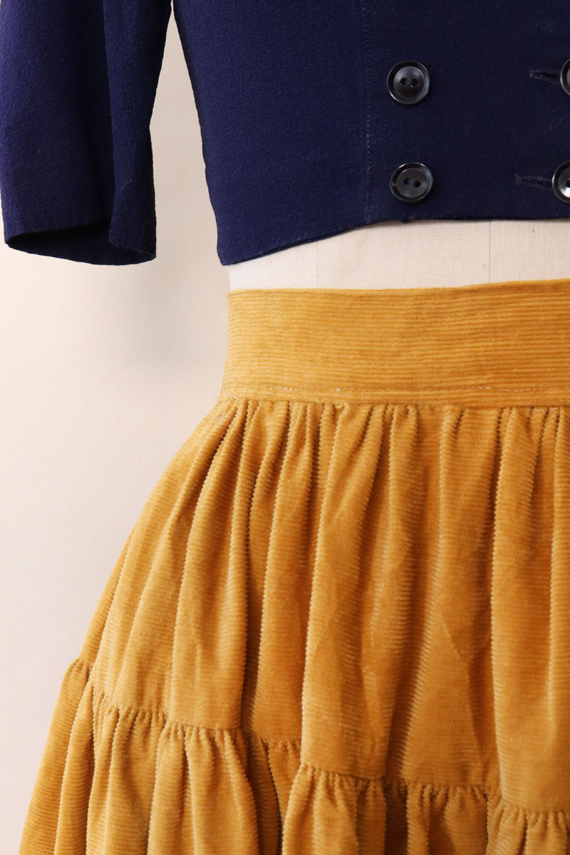 Mustard Corduroy Peasant Skirt XS/S