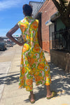 1960s Psychedelic Citrus Dagger Collar Jumpsuit M/L