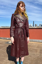 1970s Burgundy Leather Trench S