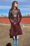 1970s Burgundy Leather Trench S