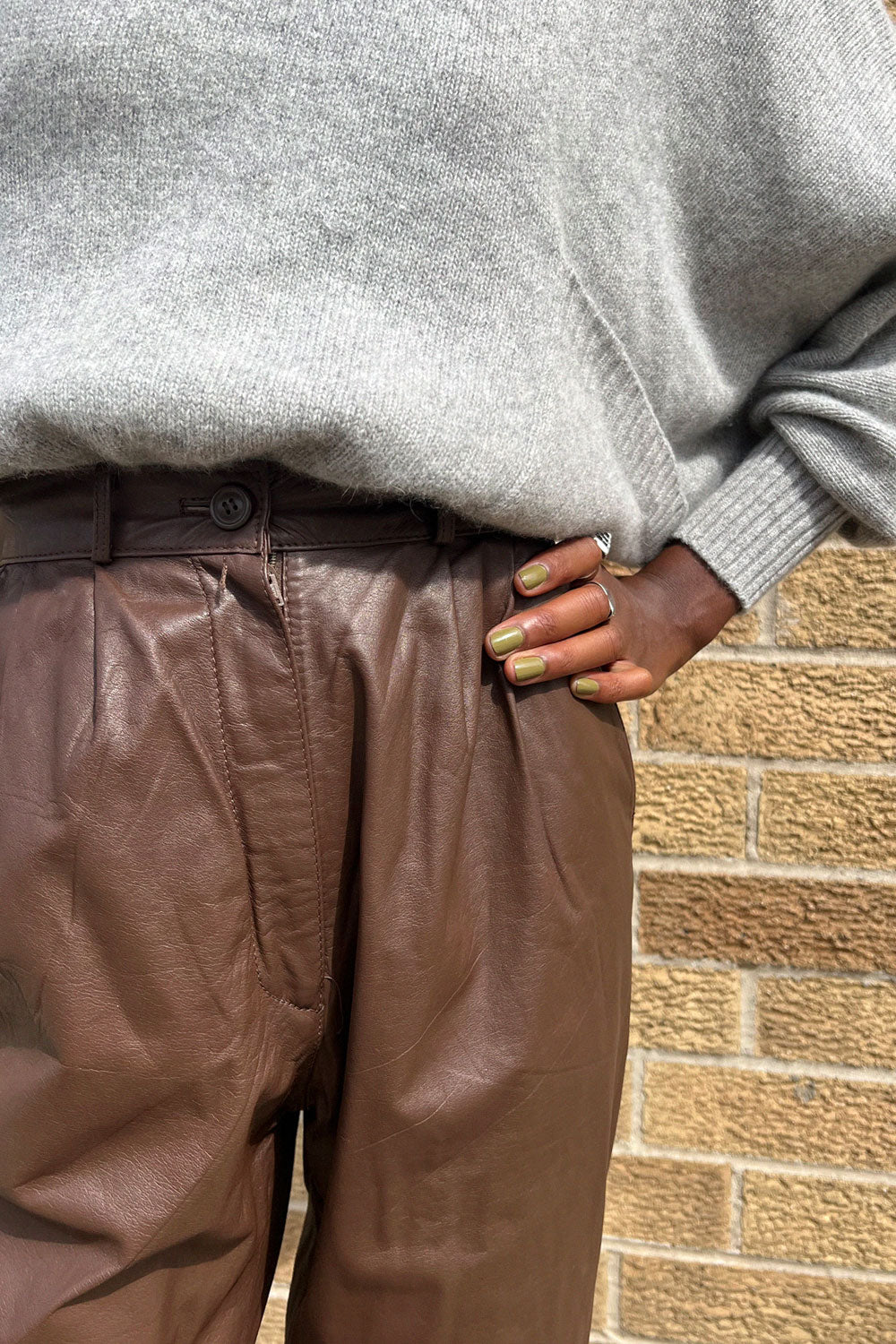 Toffee Leather Trousers XS