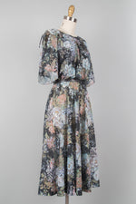 Moody Floral 70s Flutter Dress M