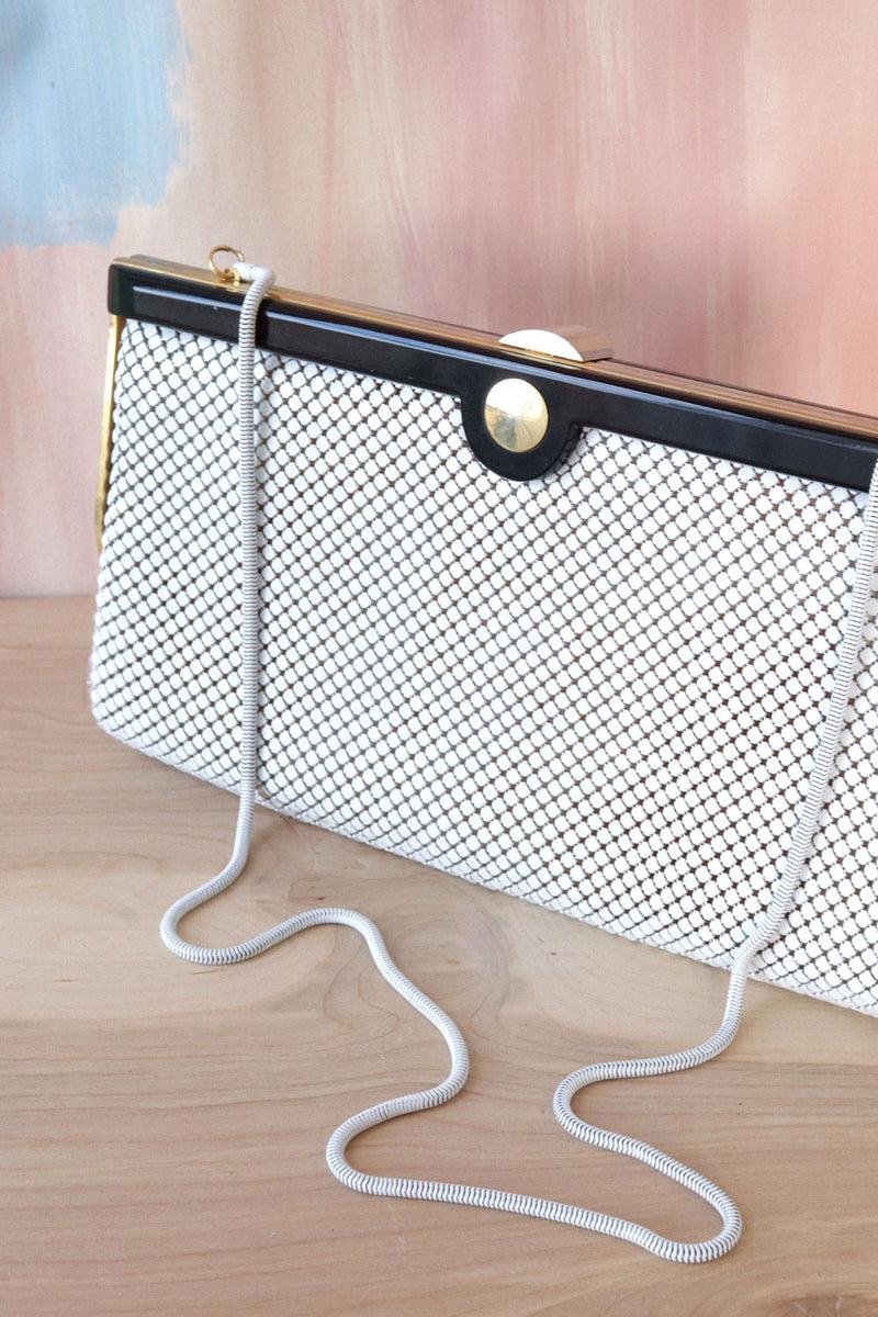 White Metal Mesh Snake Chain Bag