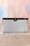 White Metal Mesh Snake Chain Bag