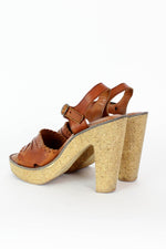 70s Cork Platform Heels 8.5