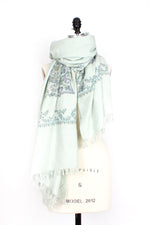 Mint Embroidered Shawl • XL