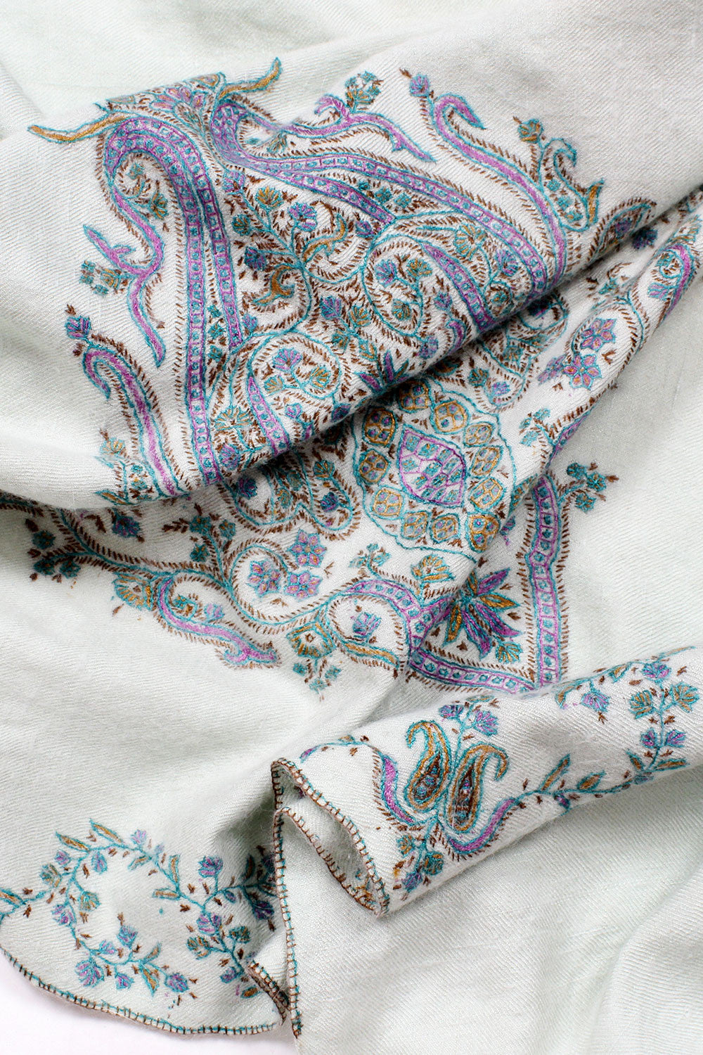 Mint Embroidered Shawl • XL