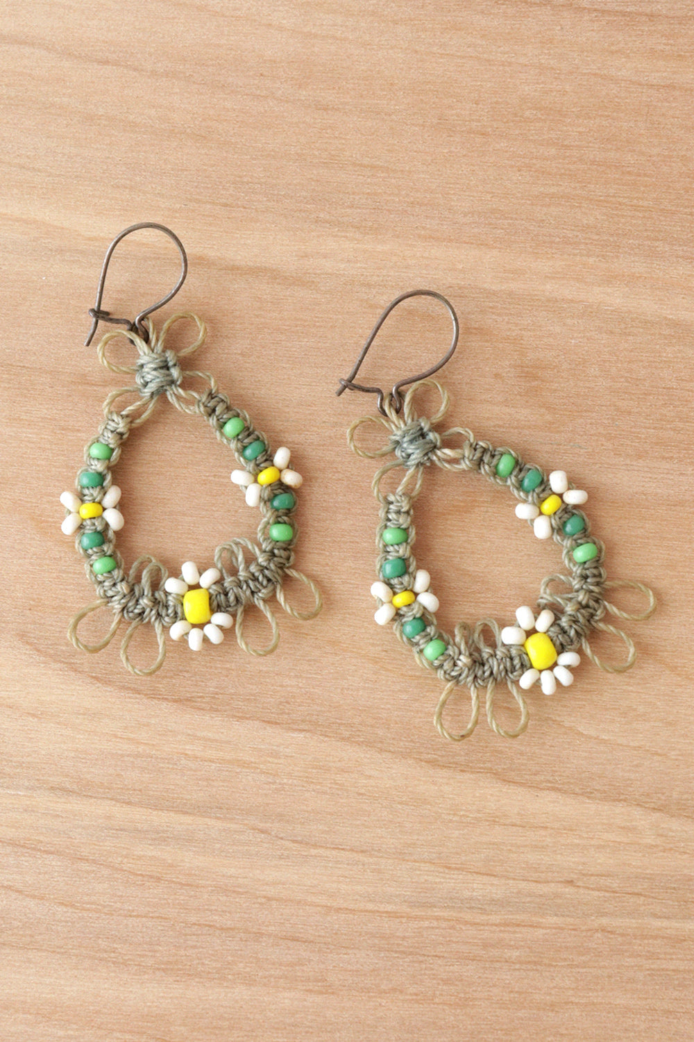 Macrame Daisy Hoops