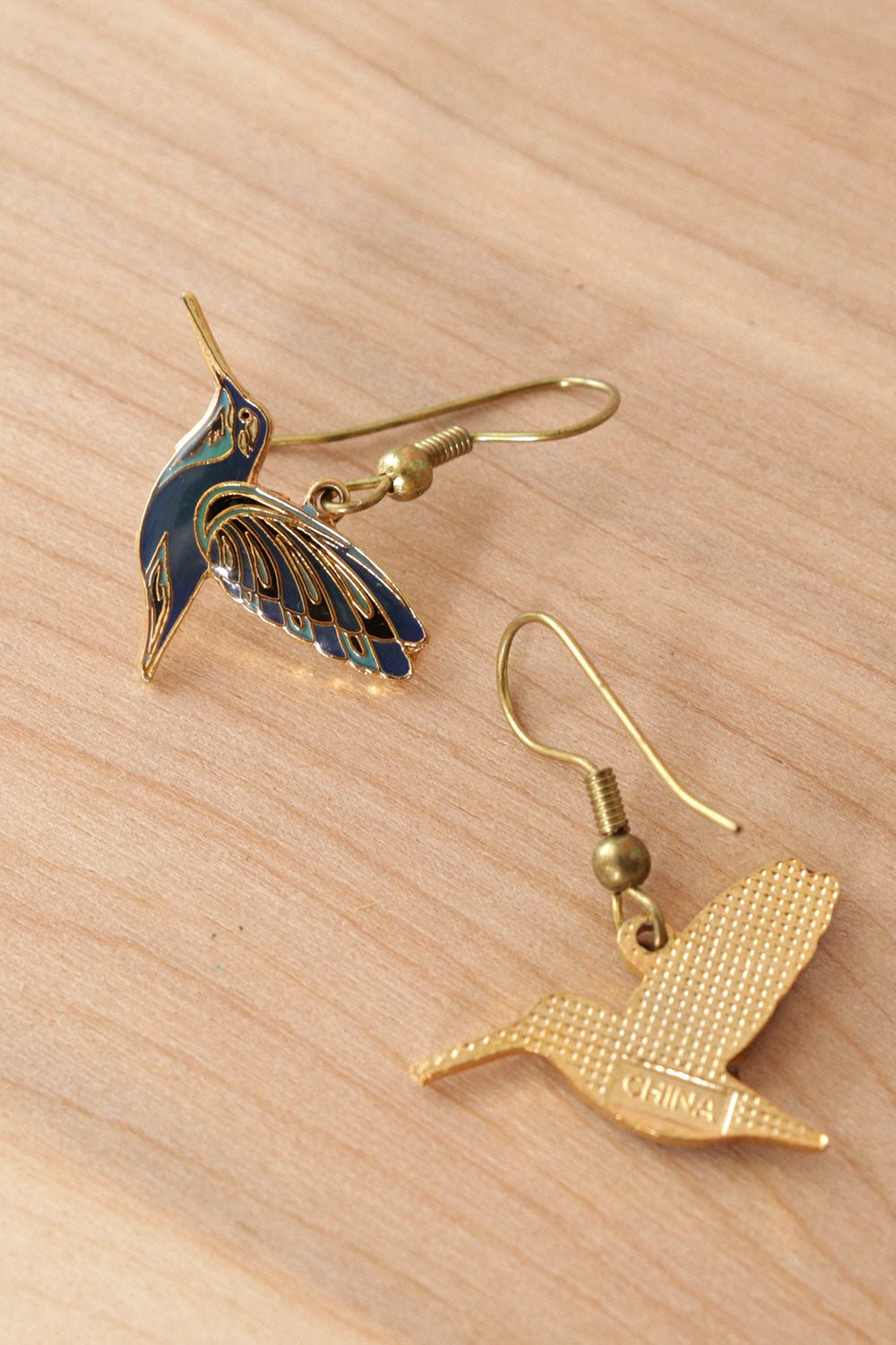 Hummingbird Enamel Earrings