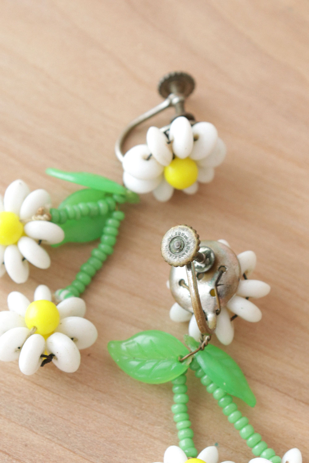 Beaded Daisy Screwback Earrings