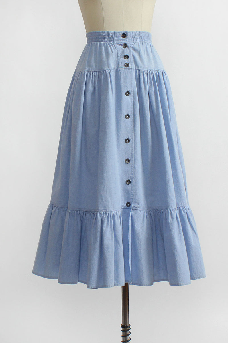 Chambray Fleur Skirt XS