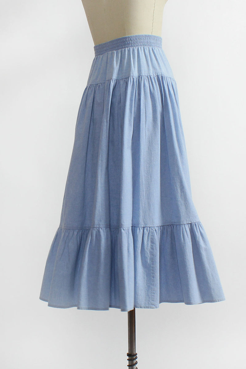 Chambray Fleur Skirt XS