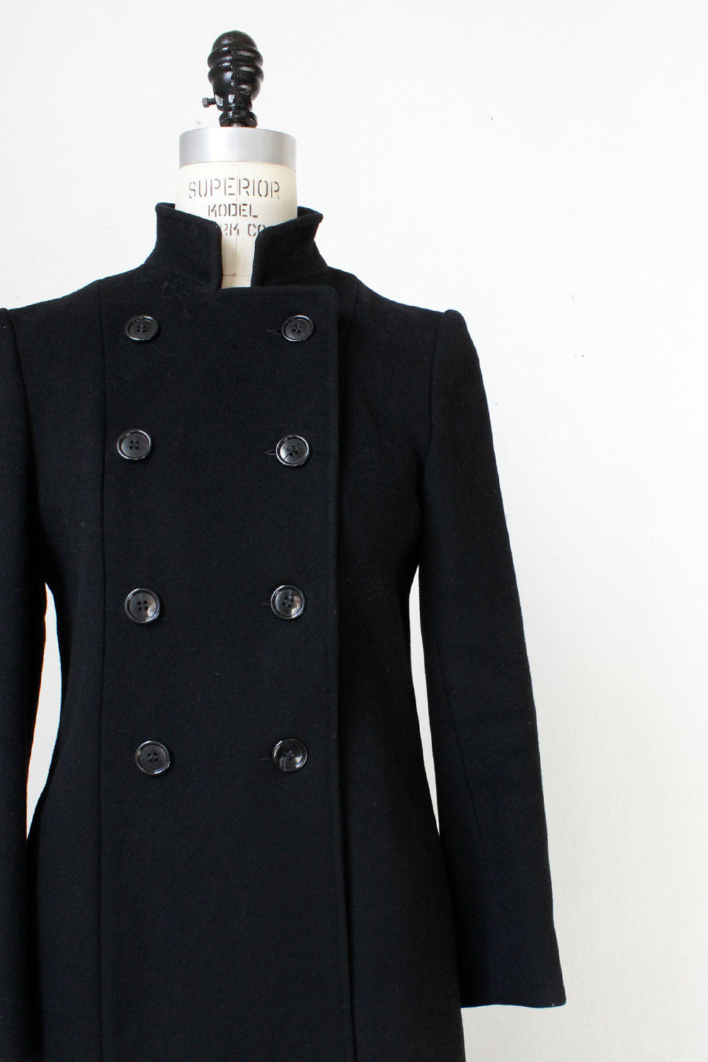 Black Wool Tailored Coat S