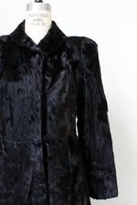 Silky Black Fur 1940s Coat M