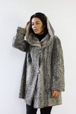 Silver Persian Lamb Mink Collar Coat M