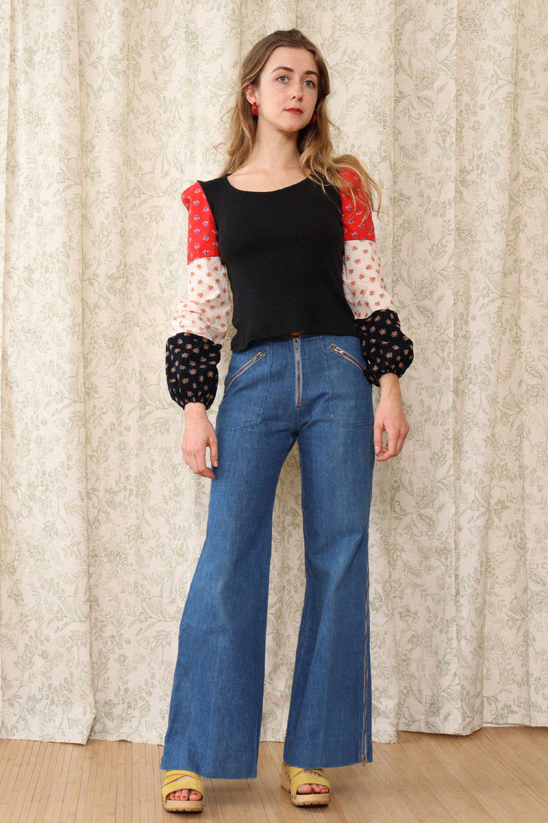 Brass Zip Flare Jeans XS/S