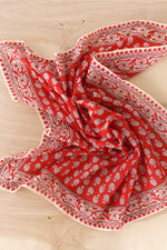 Canary Red Block Print Kerchief