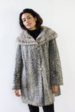 Silver Persian Lamb Mink Collar Coat M