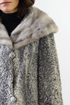 Silver Persian Lamb Mink Collar Coat M