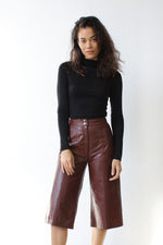 Burgundy Leather Culottes XS