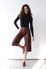 Burgundy Leather Culottes XS