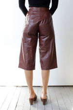 Burgundy Leather Culottes XS