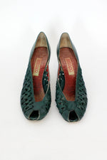 Sale / Forest Green Woven Heels 8