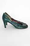 Sale / Forest Green Woven Heels 8