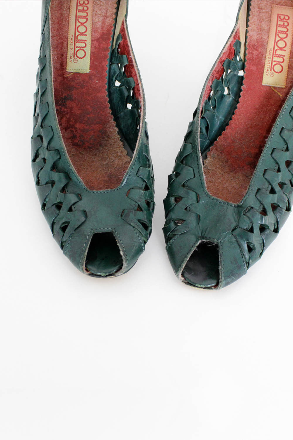 Sale / Forest Green Woven Heels 8