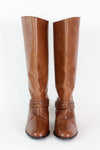 Chestnut Leather Braided Harness Boots 6 {As Is}