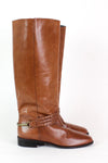 Chestnut Leather Braided Harness Boots 6 {As Is}