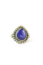 Lapis Tribal Teardrop Ring