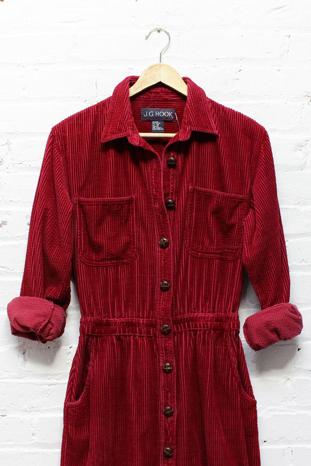 Maroon Corduroy Shirtdress M