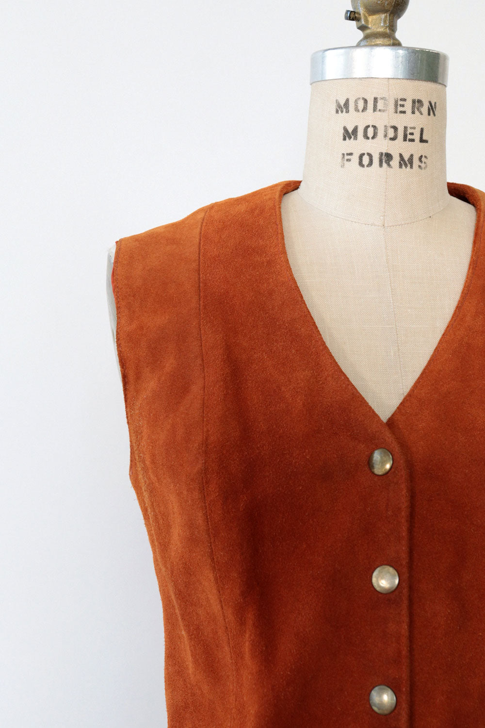 Rust Suede Snap Vest M/L