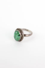 Green Turquoise Reeded Ring