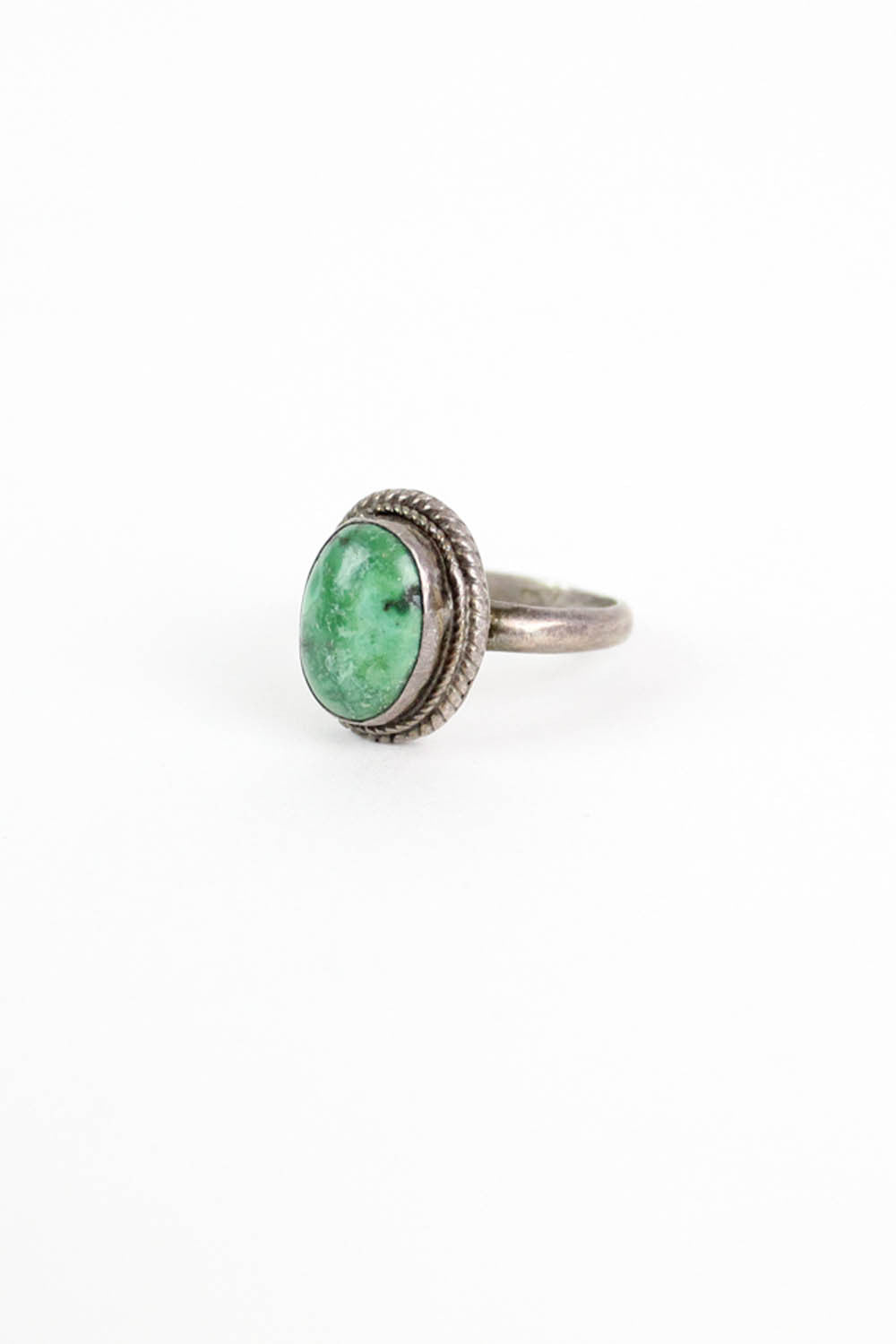 Green Turquoise Reeded Ring