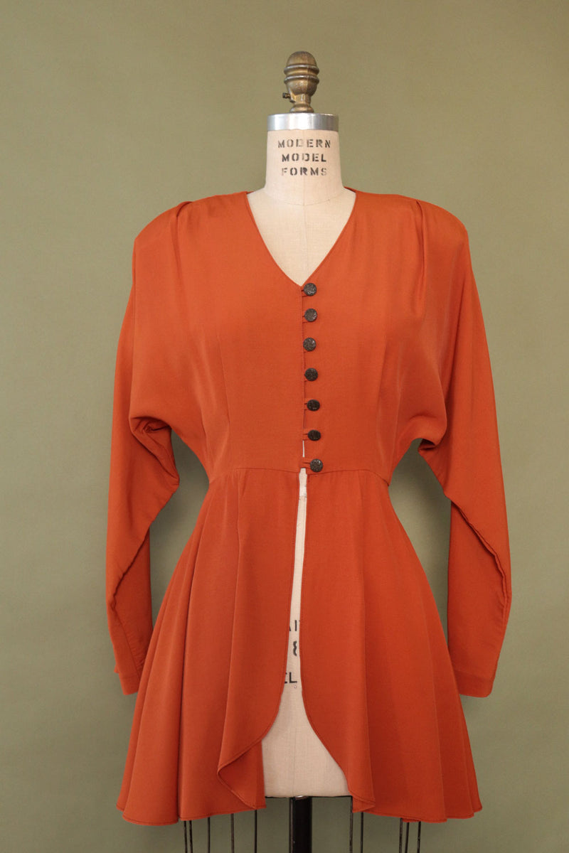 Burnt Orange Peplum Topper S/M