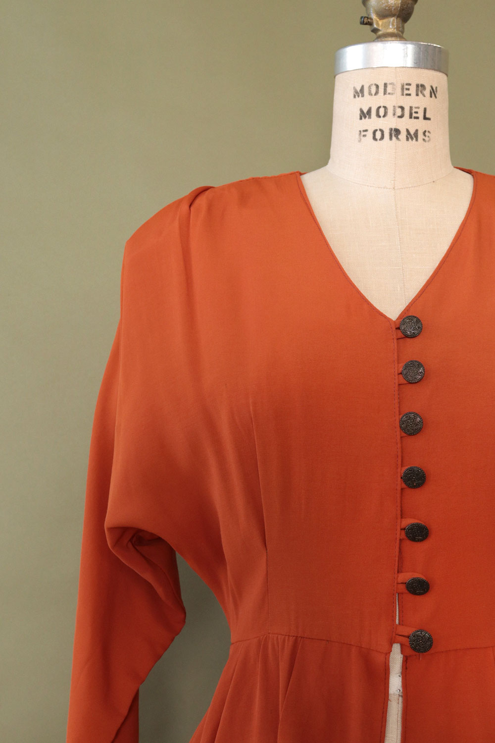 Burnt Orange Peplum Topper S/M