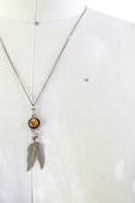 Sterling Feather Stone Necklace