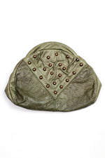 Studded Olive Leather Clutch